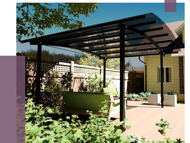 Навесы для террасы в Барабинске от 12950 руб. под ключ | ПРОЛЁТ-Ббн