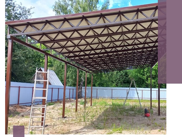 Односкатные навесы под ключ в Барабинске — изготовление и монтаж