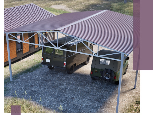 Двускатные навесы под ключ в Барабинске — изготовление и монтаж